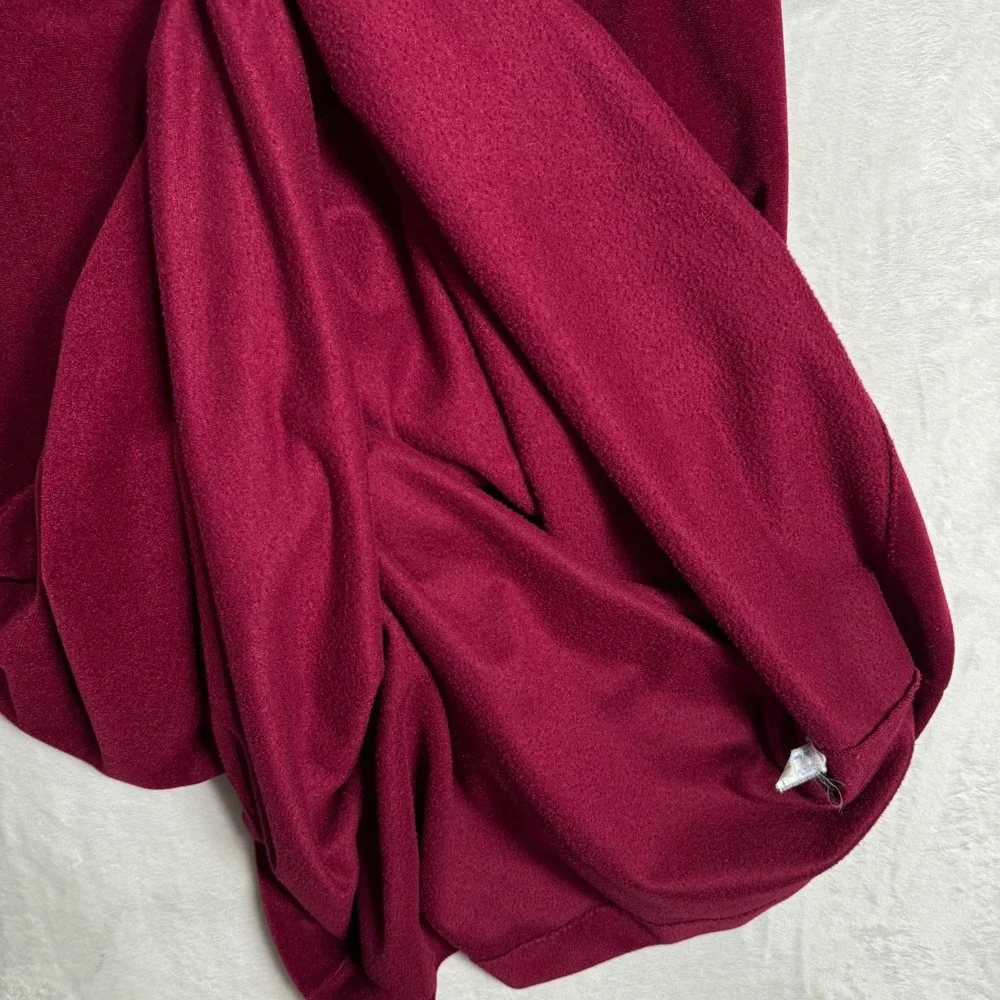 Vintage 70s Vanity Fair Burgundy Maxi Housecoat‎ Robe 1/3 Zip Embroidered Size S